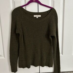 LOFT Women's Olive Green Crew Neck Sweater